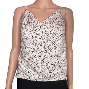 Express Black and White Polka Dot V-Neck Wrap Front Camisole XS